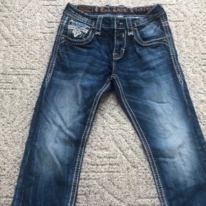 Men’s rock revival boot cut jeans
